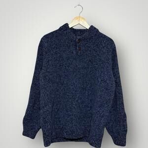 Vintage L.L.Bean Lambswool Sweater Henley Pullover Knit Blue XXL Tall Men’s